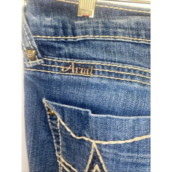 Ariat REAL Jeans Womens 31S Mid Rise Bootcut Dark Faded Wash Western Denim - Picture 8 of 11
